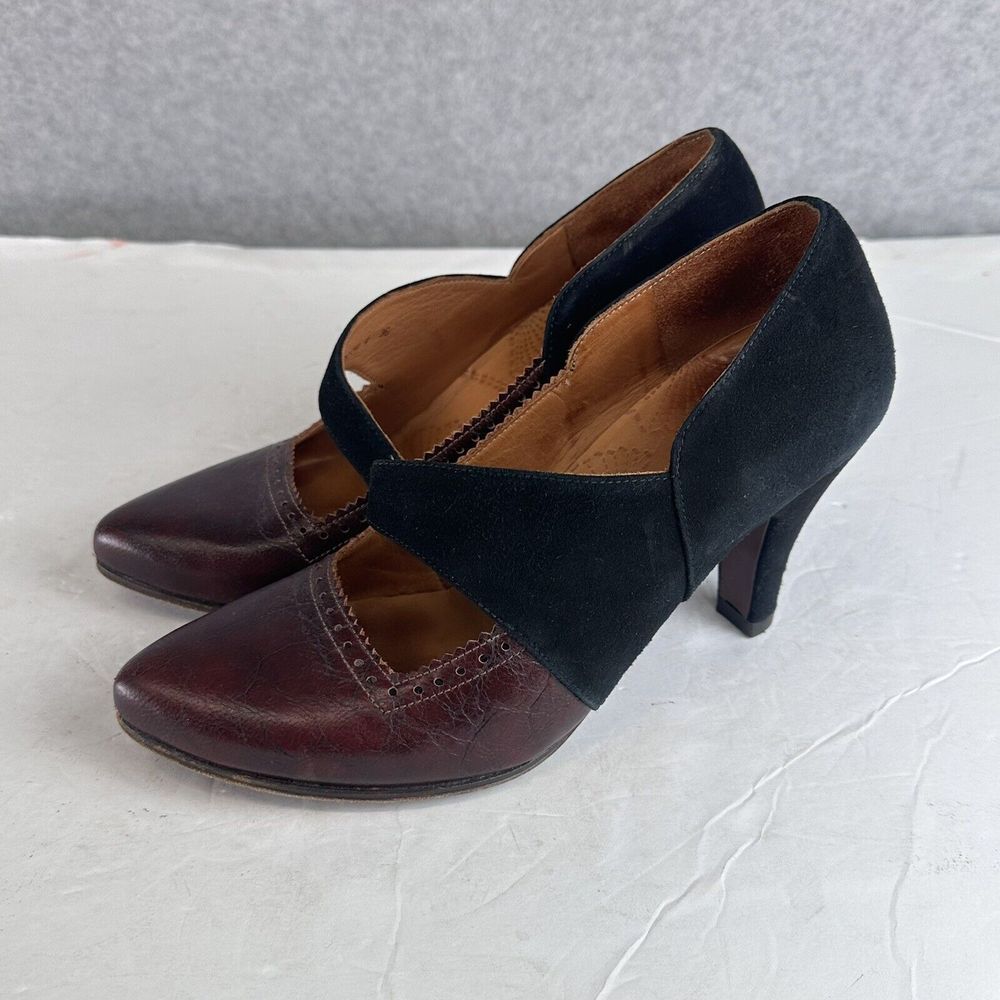 Chie Mihara Leather Loafer Velvet Mary Janes Two Tone Pointed Toe US 6 | EU 36 - Picture 2 of 15